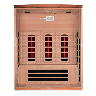 Golden Designs Saunas Dynamic Lugano 3-Person Full Spectrum Near Zero EMF (Under 3MG) FAR Infrared Sauna (Canadian Hemlock)-DYN-6336-03 FS