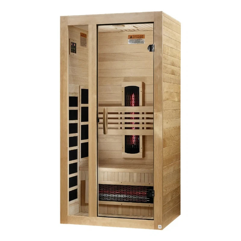Golden Designs Saunas Dynamic Gracia 1-2-Person Full Spectrum Near Zero EMF (Under 3MG) FAR Infrared Sauna (Canadian Hemlock)-DYN-6119-03 FS