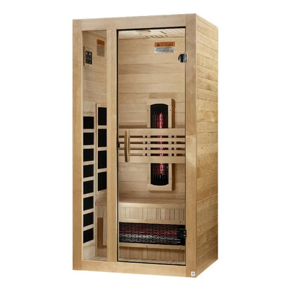 Golden Designs Saunas Dynamic Gracia 1-2-Person Full Spectrum Near Zero EMF (Under 3MG) FAR Infrared Sauna (Canadian Hemlock)-DYN-6119-03 FS