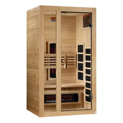 Golden Designs Saunas Dynamic Gracia 1-2-Person Full Spectrum Near Zero EMF (Under 3MG) FAR Infrared Sauna (Canadian Hemlock)-DYN-6119-03 FS