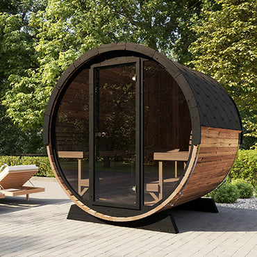 SaunaLife Model EE8G Ergo Elegance Series Sauna Barrel with Glass Front, 6 Persons