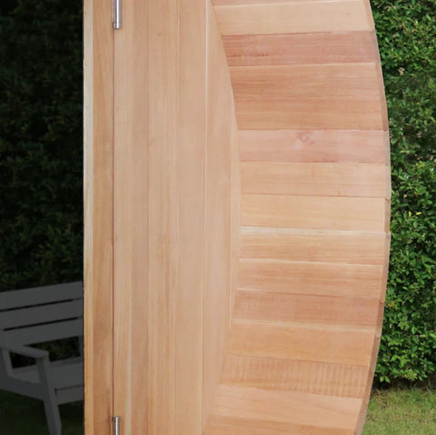 Image of Scandia Electric Barrel Sauna with Canopy - 6'W x 7'D x 6'H - Wood - BS67-C