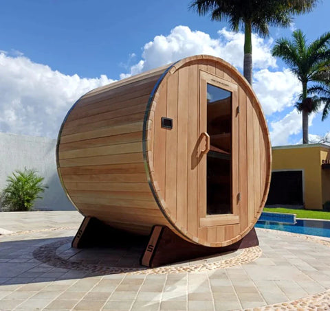 Image of Scandia Electric Barrel Sauna Kit - 6'W x 7'D x 6'H – Wood - BS67-T