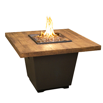 American Fyre Designs French Barrel Oak Natural Gas-Fueled Cosmo Square Firetable w/ Manual Flame Sensing Control - 640-BA-FO-M2NC