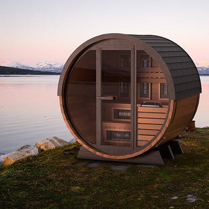 Finnmark FD-6 Cedar Combination Barrel Sauna – 6x6 Outdoor Infrared & Traditional