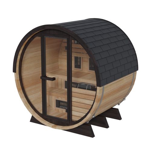 Finnmark FD-7 Thermo-Aspen Combination Barrel Sauna – 6x6 Outdoor Infrared & Traditional