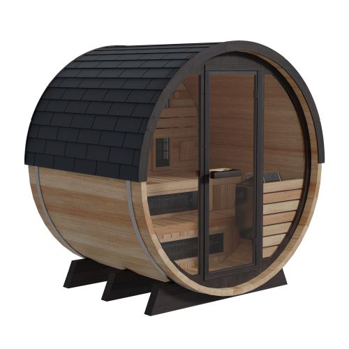 Finnmark FD-7 Thermo-Aspen Combination Barrel Sauna – 6x6 Outdoor Infrared & Traditional