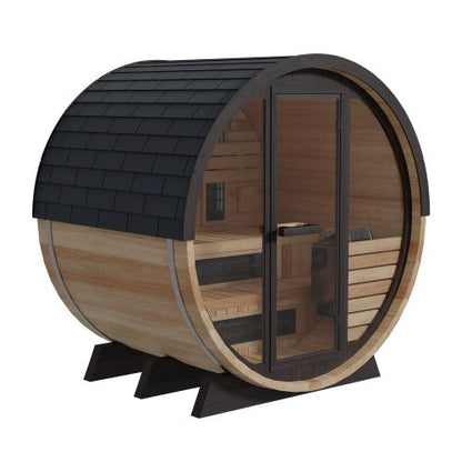 Finnmark FD-7 Thermo-Aspen Combination Barrel Sauna – 6x6 Outdoor Infrared & Traditional