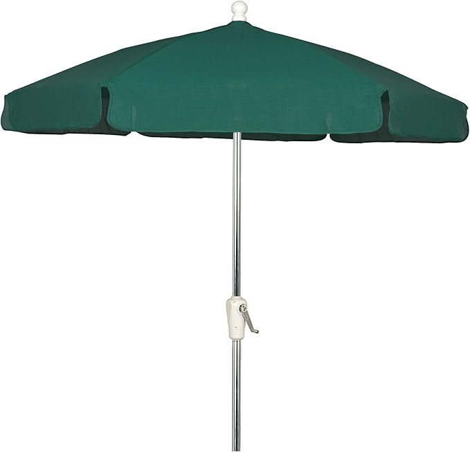 FiberBuilt Garden Umbrella with Crank Lift, 7.5 Foot Beige Canopy and Bright Aluminum Pole - 7GCRA-Beige
