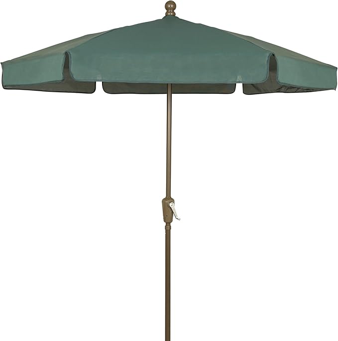 FiberBuilt Garden Umbrella with Crank Lift, 7.5 Foot Teal Canopy and Champagne Bronze Pole - 7GCRCB-Teal