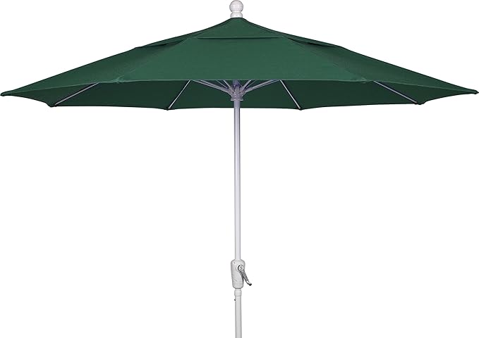 FiberBuilt Patio Umbrella with Crank Lift, 7.5 Foot Navy Blue Canopy and White Pole - 7HCRW-Navy Blue