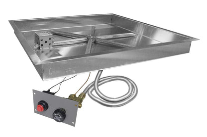 Firegear 26" Square Drop-In Thermocouple Piloted Safety Ignition Fire Pit w/22" Stainless Steel Burner - Natural Gas - FPB-26SBS22TPSI-N
