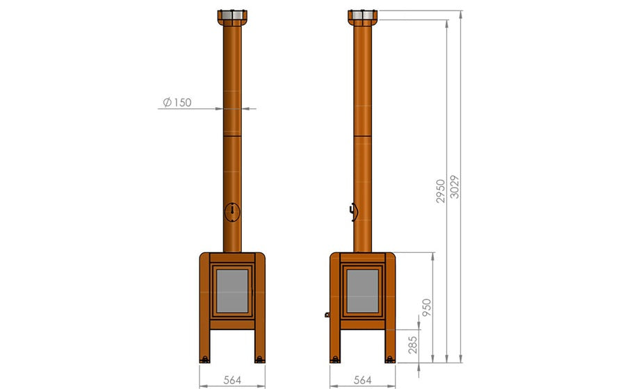 RB73 Fennek 50 4-Sided Glass Fireplace