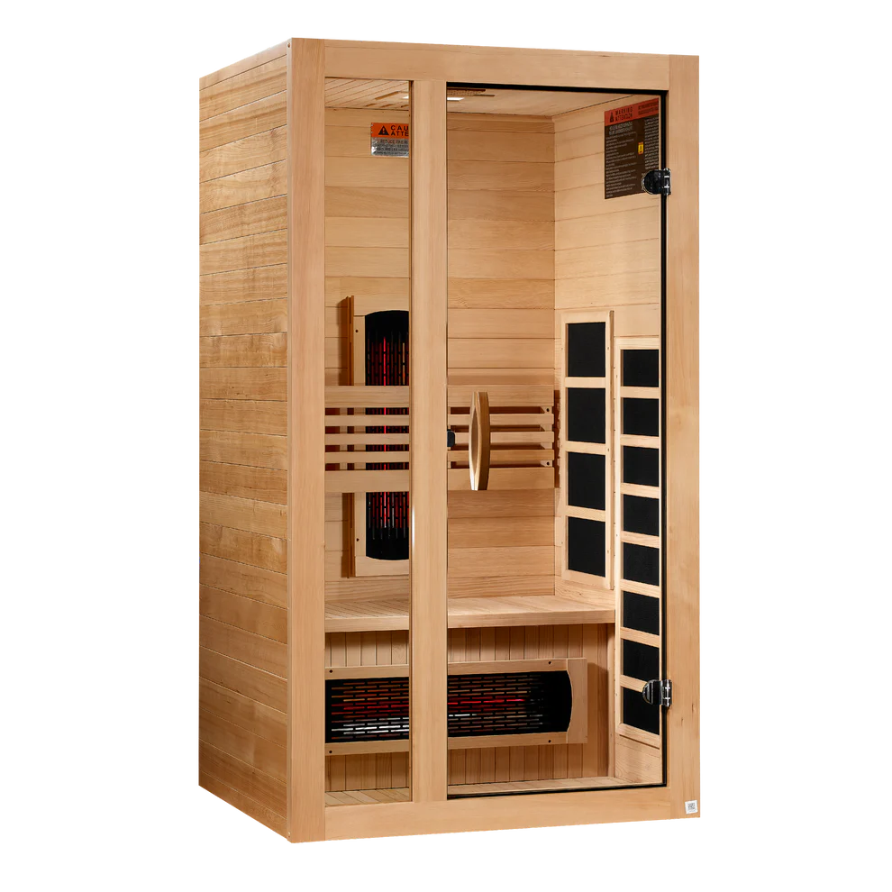 Golden Designs Saunas Dynamic Gracia 1-2-Person Full Spectrum Near Zero EMF (Under 3MG) FAR Infrared Sauna (Canadian Hemlock)-DYN-6119-03 FS