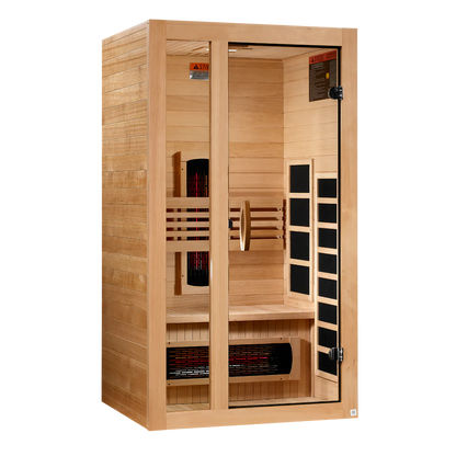 Golden Designs Saunas Dynamic Gracia 1-2-Person Full Spectrum Near Zero EMF (Under 3MG) FAR Infrared Sauna (Canadian Hemlock)-DYN-6119-03 FS