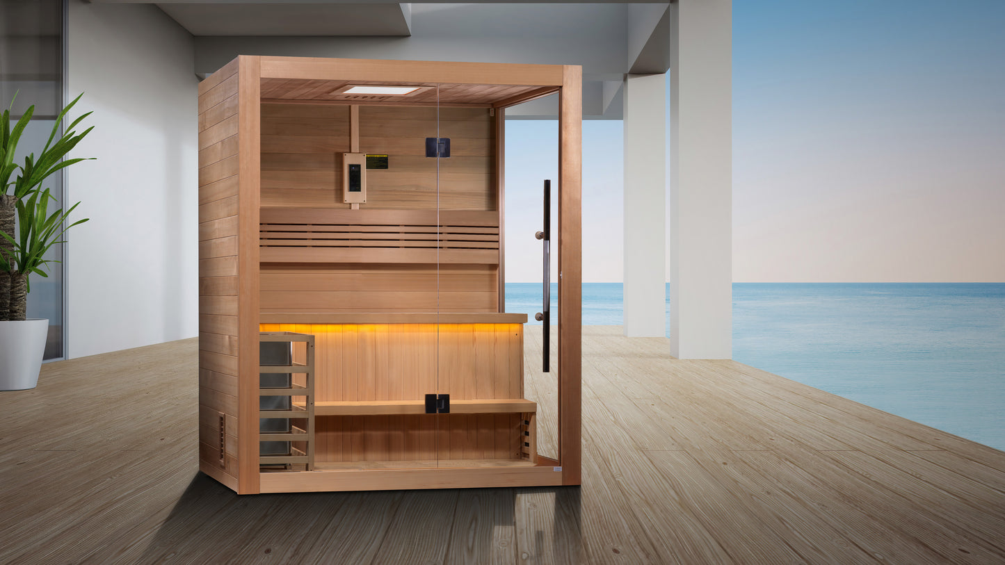 Golden Designs "Hanko Edition" 2 Person Indoor Traditional Sauna (GDI-7202-01) - Canadian Red Cedar Interior