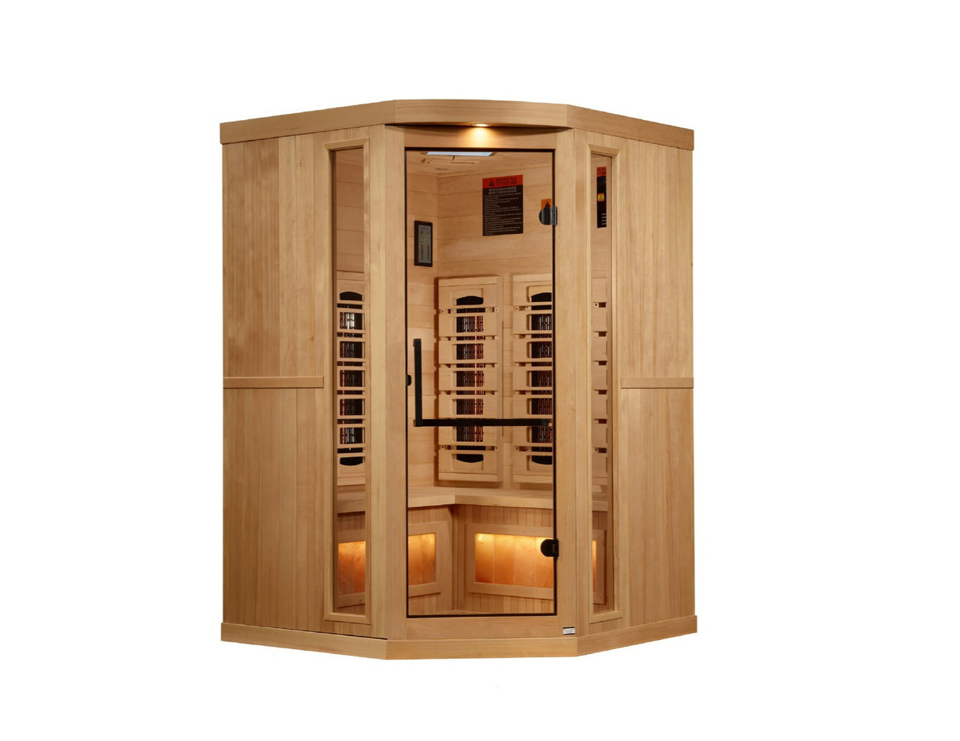 Golden Designs 3-Person Corner Full Spectrum PureTech™ Near Zero EMF FAR Infrared Sauna with Himalayan Salt Bar