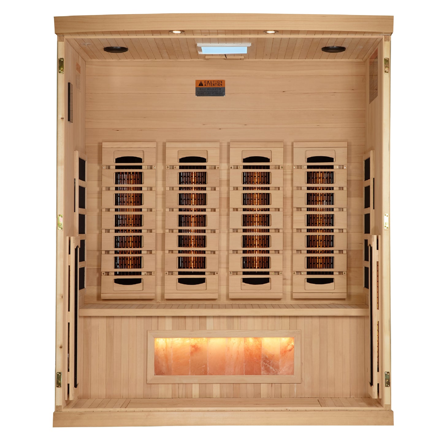 Golden Designs 4-Person Full Spectrum PureTech™ Near Zero EMF FAR Infrared Sauna with Himalayan Salt Bar