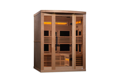 Golden Designs 3-Person Full Spectrum PureTech™ Near Zero EMF FAR Infrared Sauna with Himalayan Salt Bar GDI-8230-01