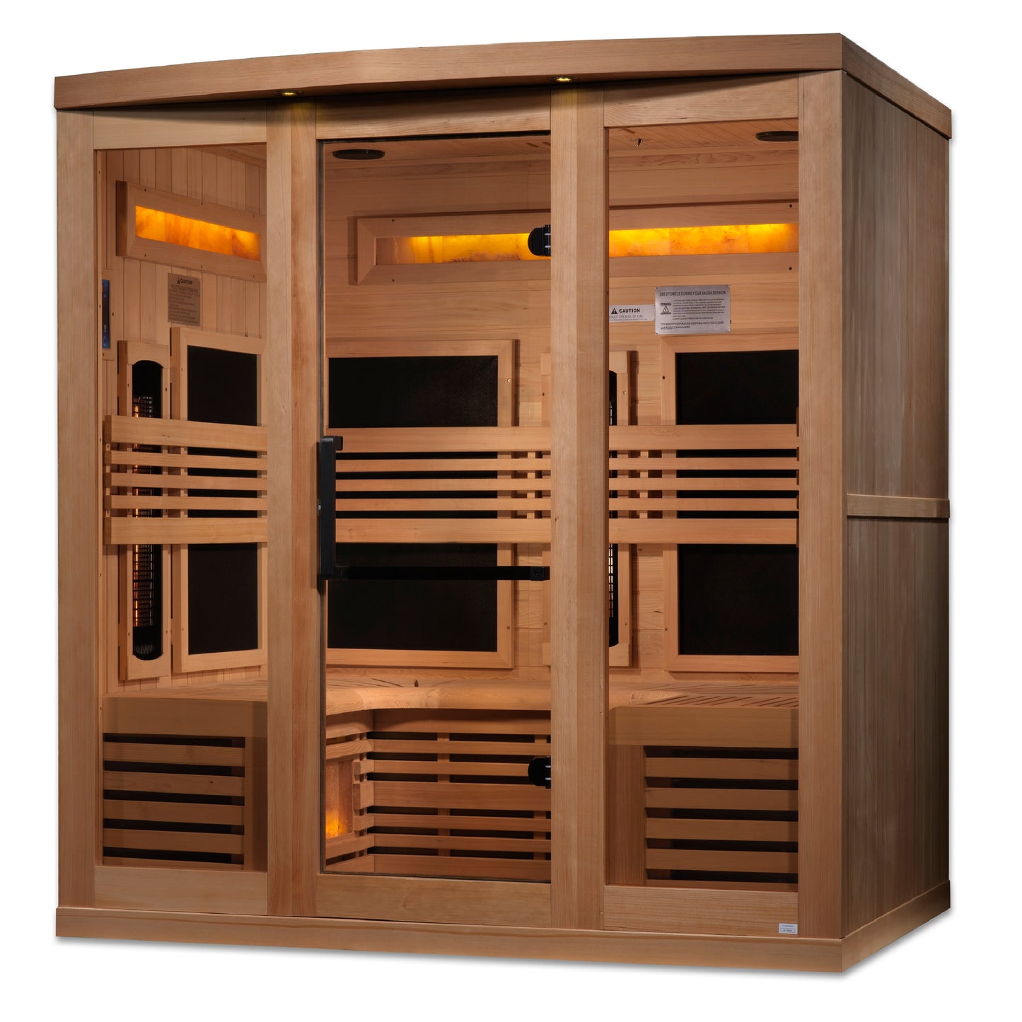 Golden Designs 6-Person Full Spectrum PureTech™ Near Zero EMF FAR Infrared Sauna with Himalayan Salt Bar