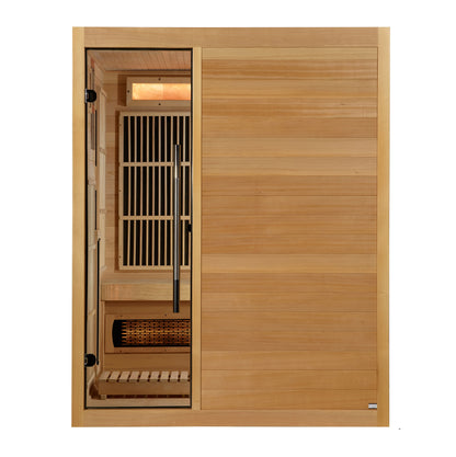 Golden Designs 2025 Soria 3-Person Hybrid Sauna (Indoor), Full Spectrum and Harvia Traditional Stove