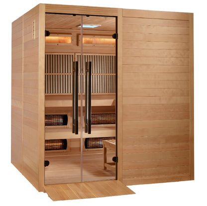 Golden Designs 2025 Toledo 6-Person Hybrid Sauna (Indoor), Full Spectrum and Harvia Traditional Stove