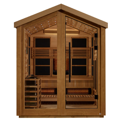 Golden Designs Loviisa 3 Person Hybrid (PureTech™ Full Spectrum IR or Traditional Stove) Outdoor Sauna GDI-8523-01
