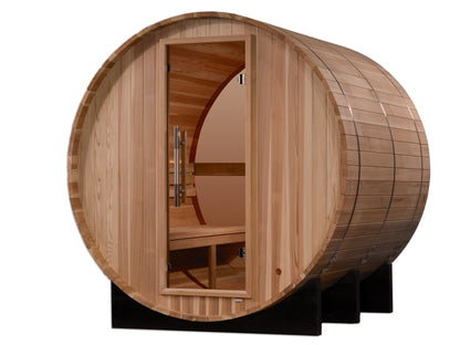 Golden Designs "Zurich" 4 Person Barrel with Bronze Privacy View - Traditional Sauna