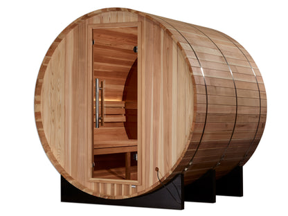 Golden Designs "Zurich" 4 Person Barrel with Bronze Privacy View - Traditional Sauna