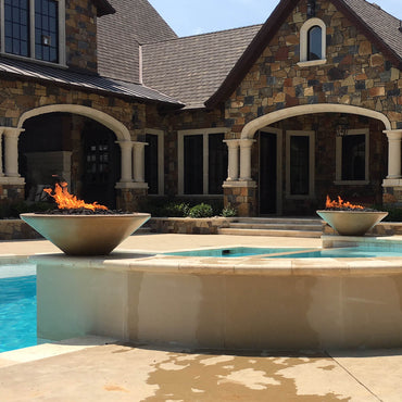 The Outdoor Plus 31-Inch Natural Gas Fueled, GFRC Concrete, Match Lit Cazo Fire Bowl - OPT-31RFO-BRN-NG