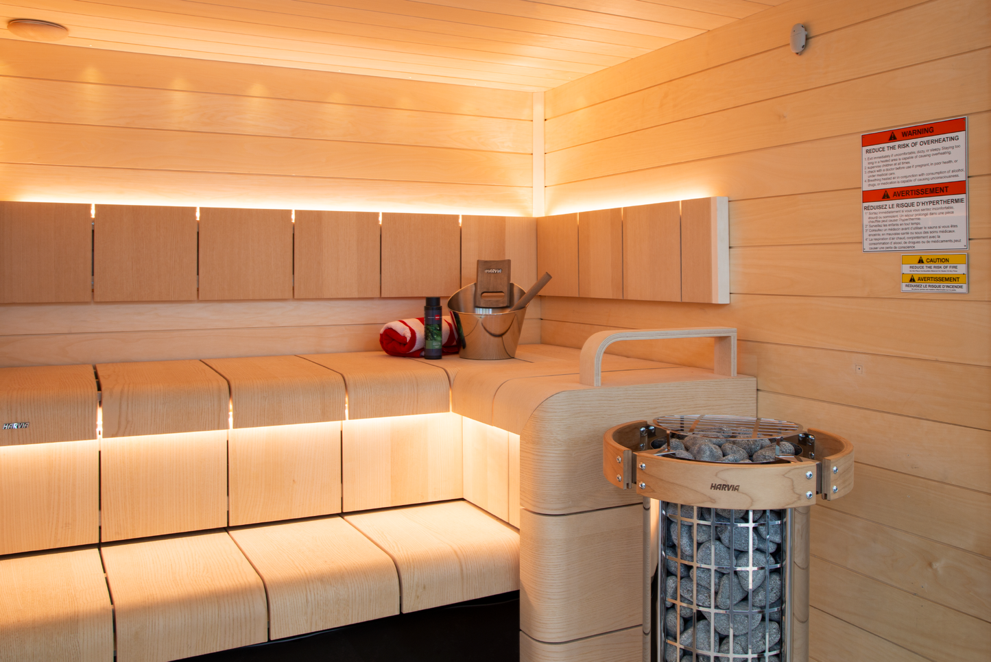 Harvia Cilindro Half Series 8kW Stainless Steel Sauna Heater at 240V 1PH with Built-In Time and Temperature Controls