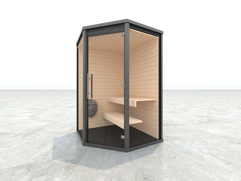 Image of Haljas Hele Glass Mini Modern Outdoor Sauna - HMSALE
