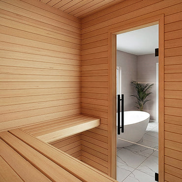 PROSAUNAS Hemlock Sauna Bench Material 1" x 6" Vertical Grain Smooth 4-Side Eased Edges