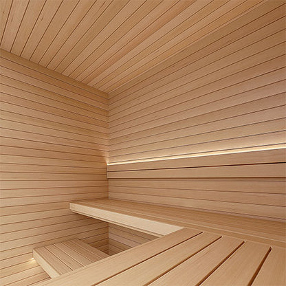 PROSAUNAS Hemlock Sauna Bench Material 1" x 6" Vertical Grain Smooth 4-Side Eased Edges