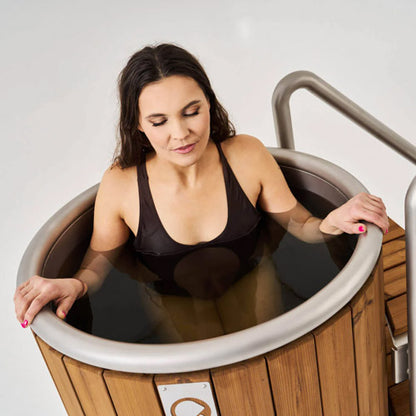 Icetubs IceBarrel Cold Plunge Immersion Tub – Thermowood & Stainless Steel – 53"W x 31"D x 47"H