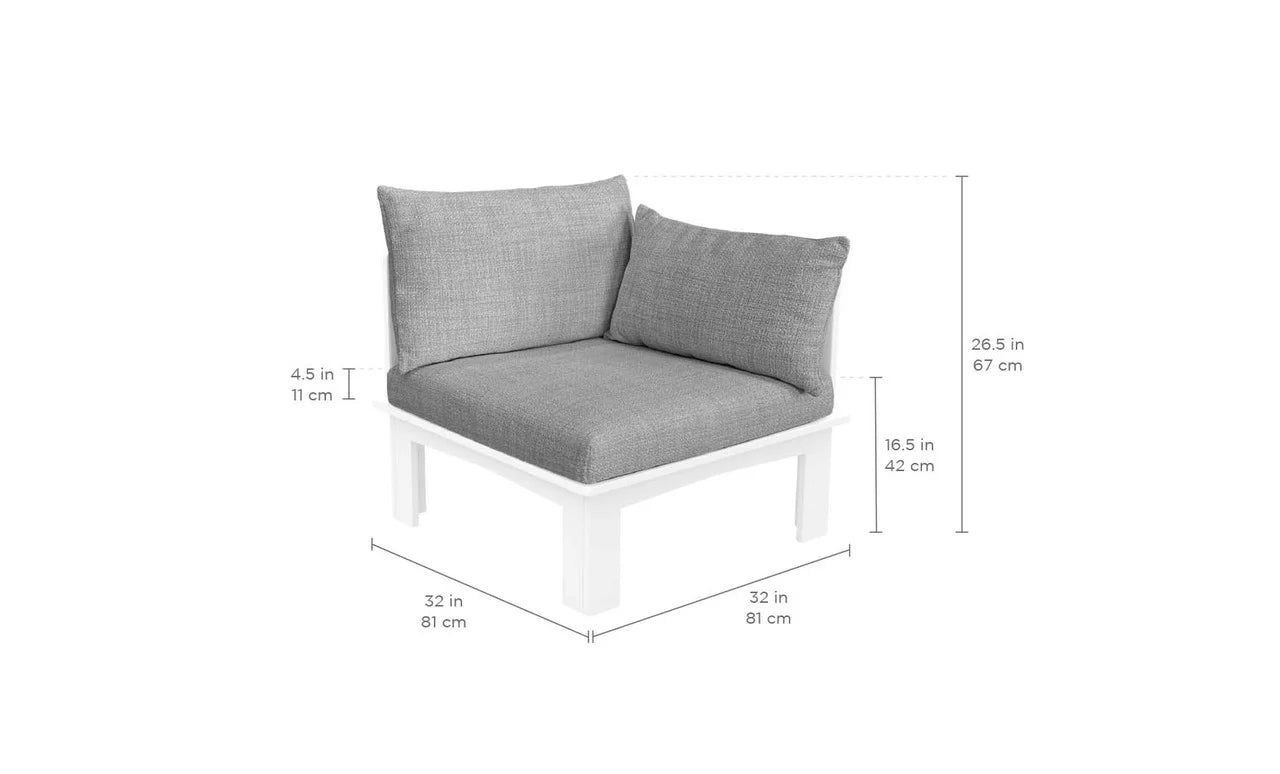 Ledge Lounger Mainstay Sectional Relaxed Left Armchair (Available in 8 Resin Colors & 19 Fabrics) -LL-MS-SR-L-WH-STD-4636