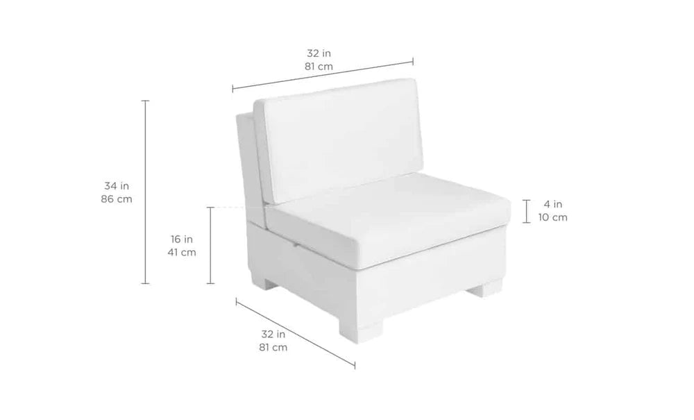 Ledge Lounger Signature Sectional Middle (Base & Cushion w/ Color Options) - LL-SG-S-M-SET-WH-STD-57003