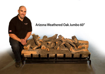 Grand Canyon Gas Logs Arizona Weathered Oak Jumbo Series Log Sets, 36” to 120”