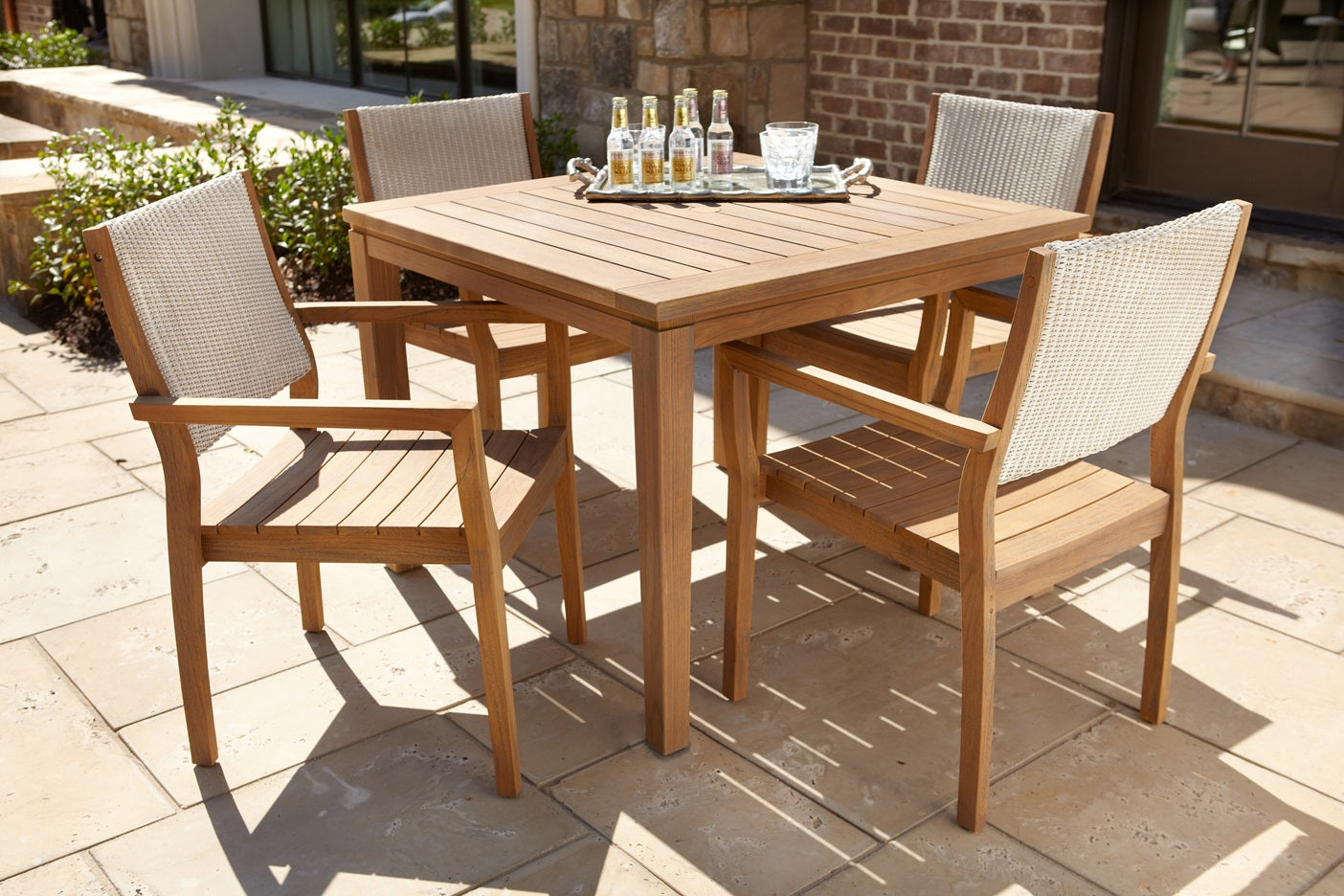 Lloyd Flanders Teak Loom Back Dining Armchair - 286201
