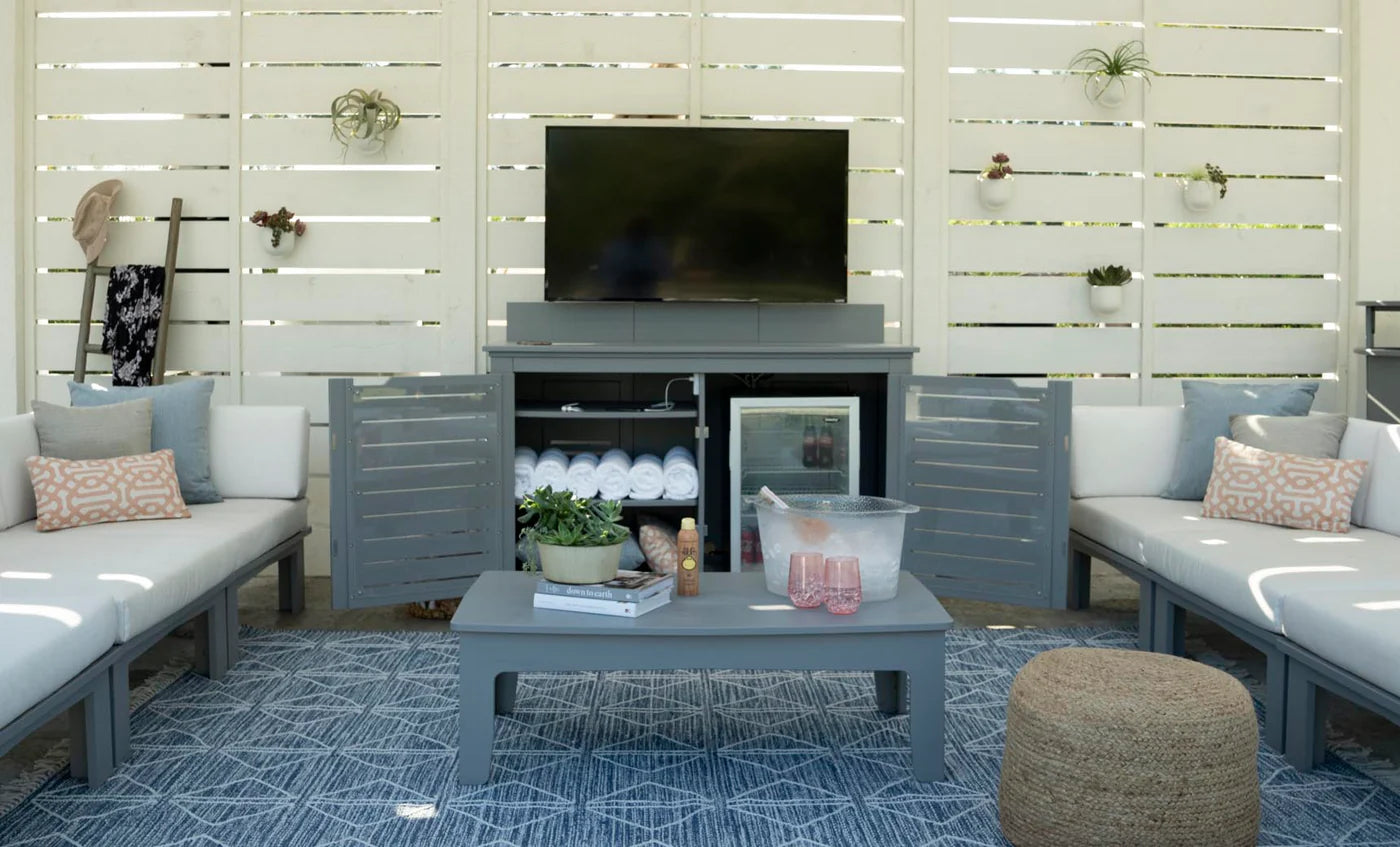 Ledge Lounger Mainstay Bar Credenza (With TV Mount / Available in 8 Resin Colors) - LL-MS-BC-GRY