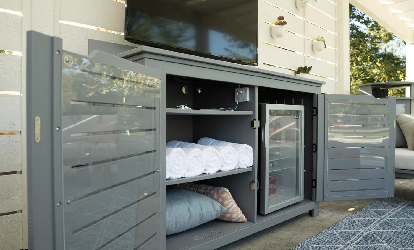 Ledge Lounger Mainstay Bar Credenza (With TV Mount / Available in 8 Resin Colors) - LL-MS-BC-GRY