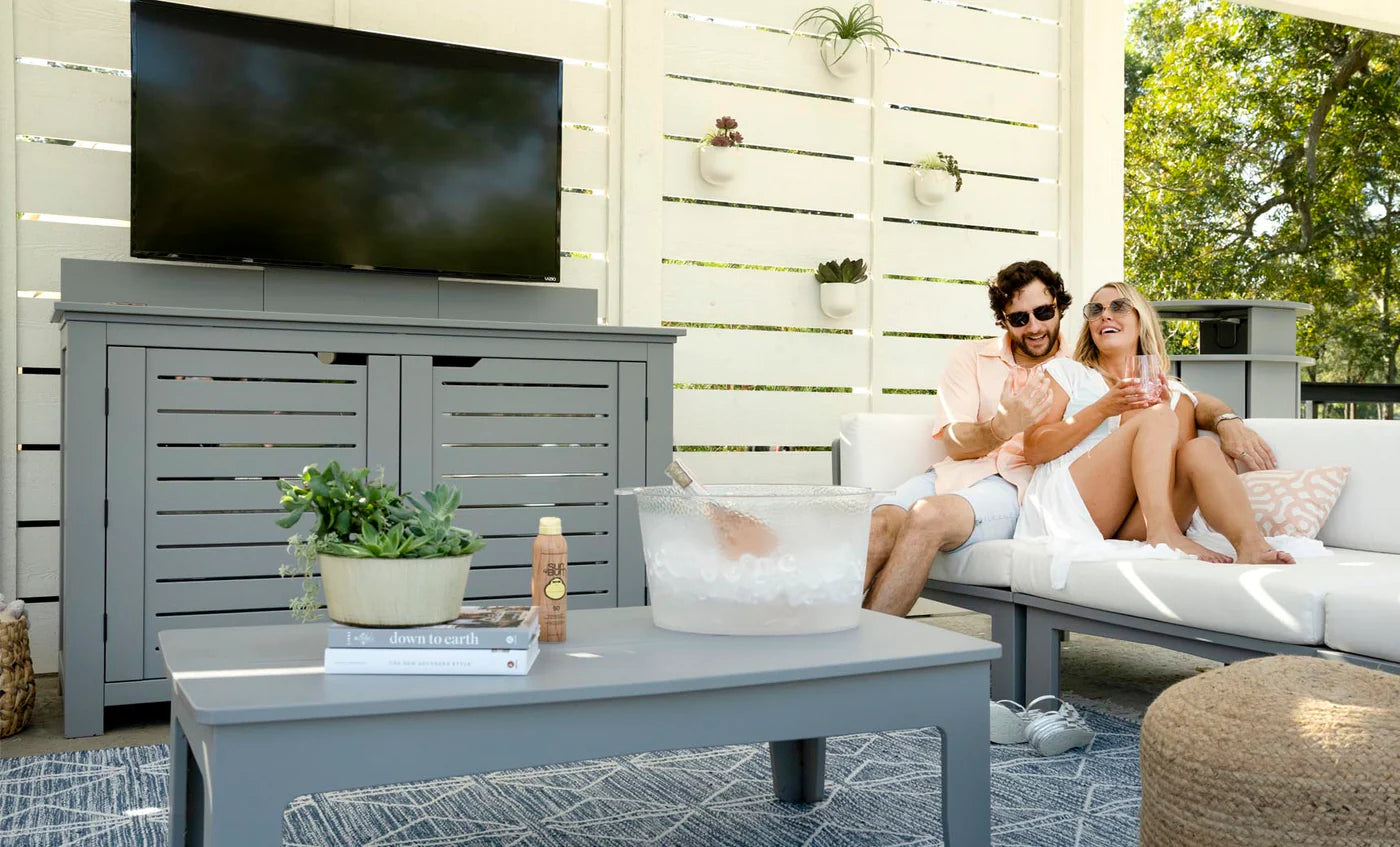 Ledge Lounger Mainstay Bar Credenza (With TV Mount / Available in 8 Resin Colors) - LL-MS-BC-GRY