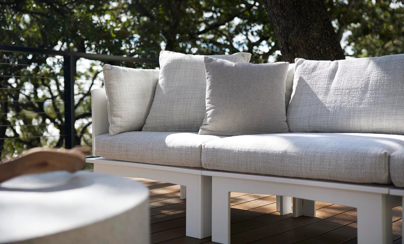 Ledge Lounger Mainstay Sectional Relaxed Left Corner (Available in 8 Resin Colors & 19 Fabrics) -LL-MS-SR-CL-WH-STD-4636