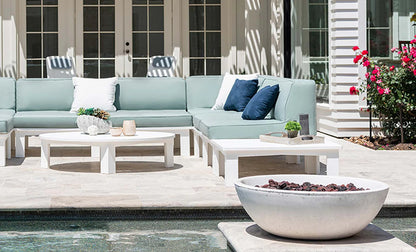 Ledge Lounger Mainstay Sectional Left Armchair (Available in 8 Resin Colors & 19 Fabrics) - LL-MS-S-LA-SET-WH-STD-4636