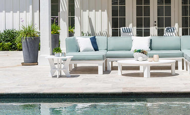 Ledge Lounger Mainstay Sectional Ottoman (Available in 8 Resin Colors & 19 Fabrics) - LL-MS-S-O-SET-WH-STD-4636