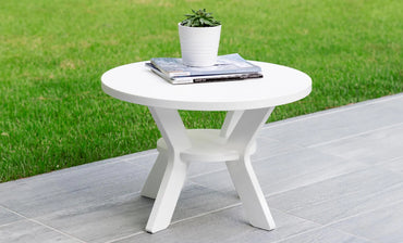 Ledge Lounger Mainstay Round Side Table (Available in 8 Resin Colors) - LL-MS-ST-RD-WH