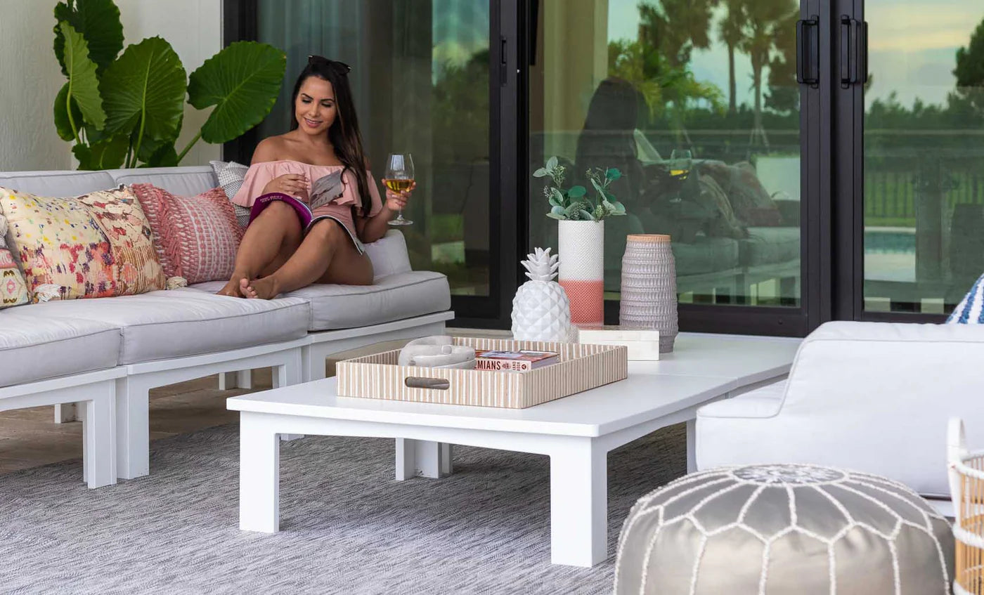 Ledge Lounger Mainstay Square Coffee Table (Available in 8 Resin Colors) - LL-MS-CT-SQ-WH