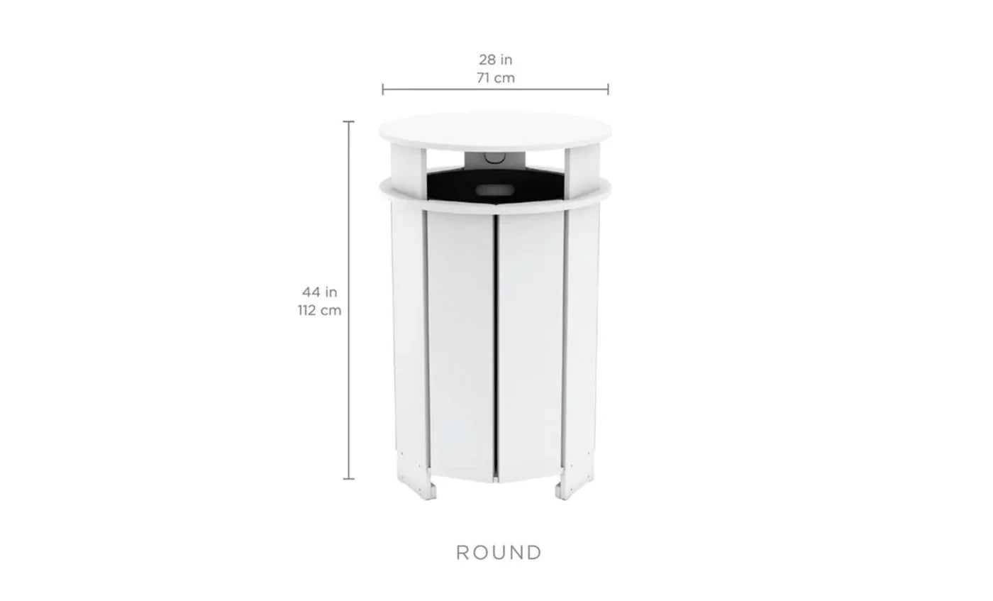 Ledge Lounger Mainstay Round Trash Bin (Available in 8 Resin Colors) - LL-MS-ITB-RD-WH