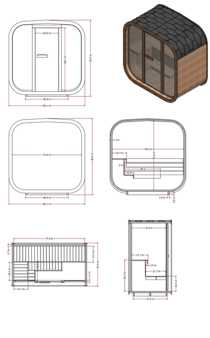 Mande Spa USA MW12 ThermoWood® Outdoor Sauna