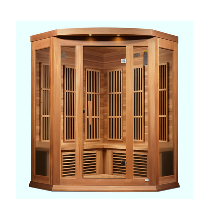 Maxxus 3-Person Corner Low EMF FAR Infrared Sauna – Red Cedar